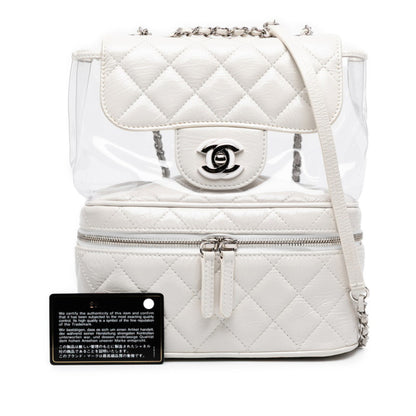 Chanel Matelasse Coco Mark Chain Shoulder Bag Handbag White Clear Leather Vinyl