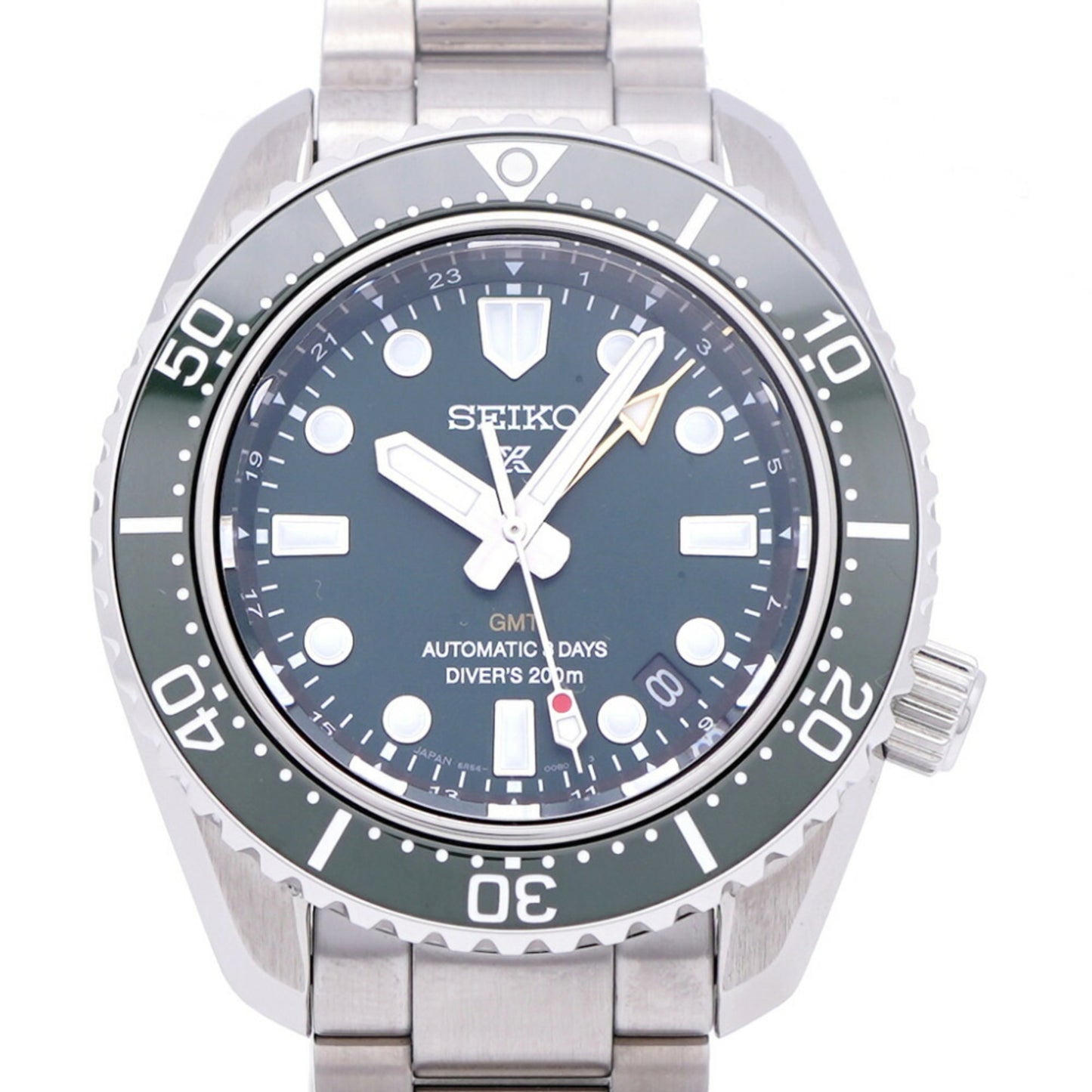Like New Seiko Prospex Mechanical Divers Gmt Sbej009 / 6R54-00D0 Automatic Watch Ss Green Dial