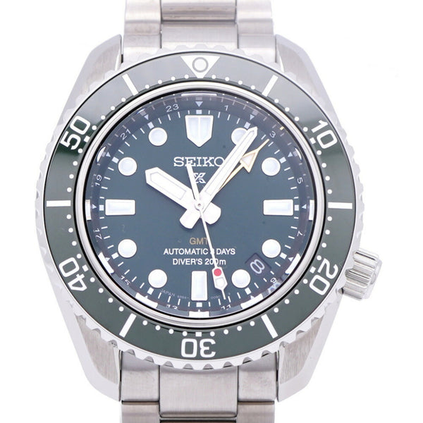Like New Seiko Prospex Mechanical Divers Gmt Sbej009 / 6R54-00D0 Automatic Watch Ss Green Dial