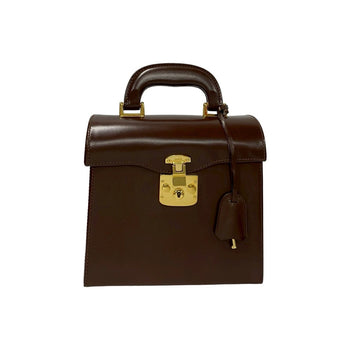 Gucci Old Gucci Ladylock Leather Handbag/Mini Tote Bag In Brown