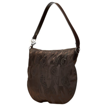 Salvatore Ferragamo One-Shoulder Bag Brown Nylon Leather