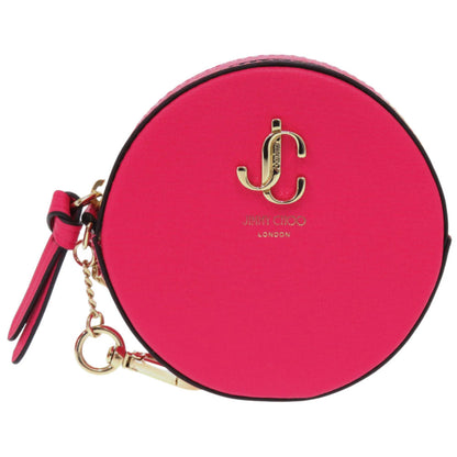 Unused Jimmy Choo Jaycee Round Coin Purse In Leather With Dragon Pink Design