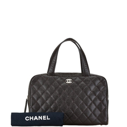 Chanel Coco Mark Handbag Boston Bag Brown Caviar Skin