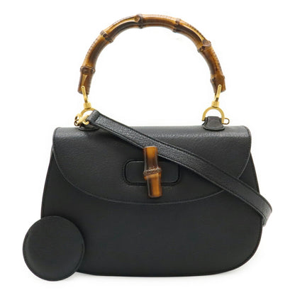 Gucci Bamboo Handbag/Shoulder Bag In Black Leather