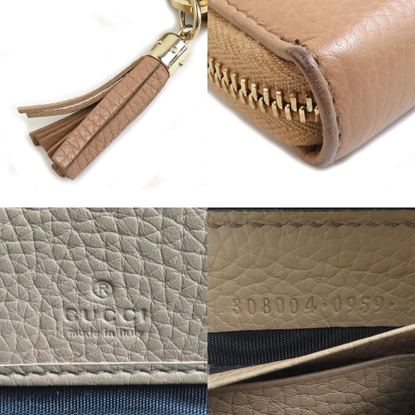 Gucci Soho Round Long Wallet In Beige And Gold Leather