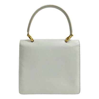 Celine Logo Gold Calf Leather Handbag Mini Tote Bag White 15154