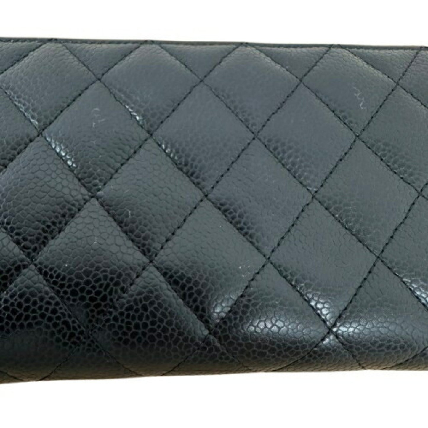 Chanel Caviar Skin Round Wallet Black Long