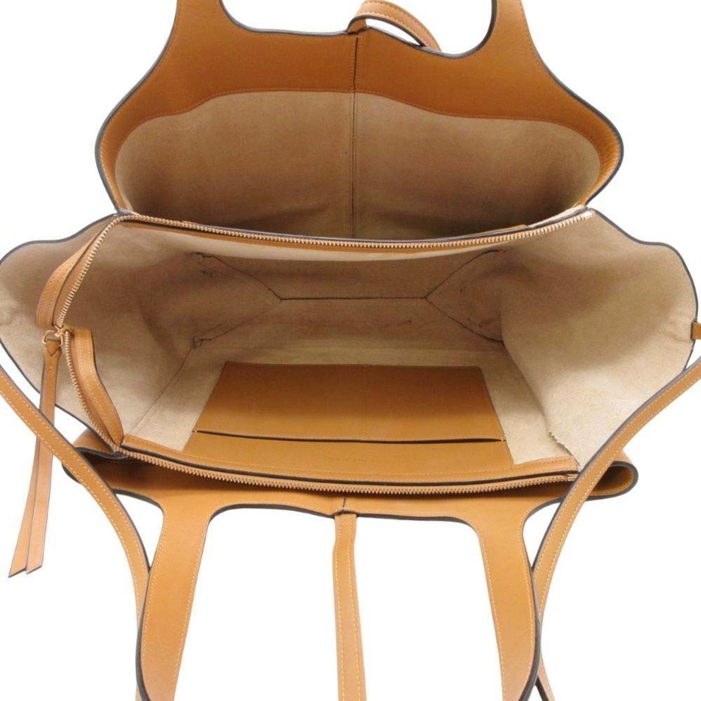 Celine Tri-Fold Leather Handbag Tote Bag In Mustard