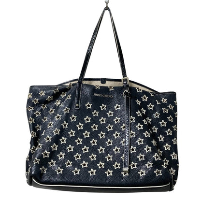 Jimmy Choo Sasha Star Punching Leather Tote Bag In Black