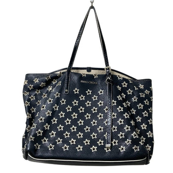 Jimmy Choo Sasha Star Punching Leather Tote Bag In Black