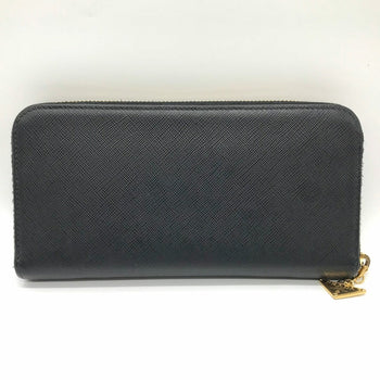Prada Long Wallet Round Saffiano Leather Black