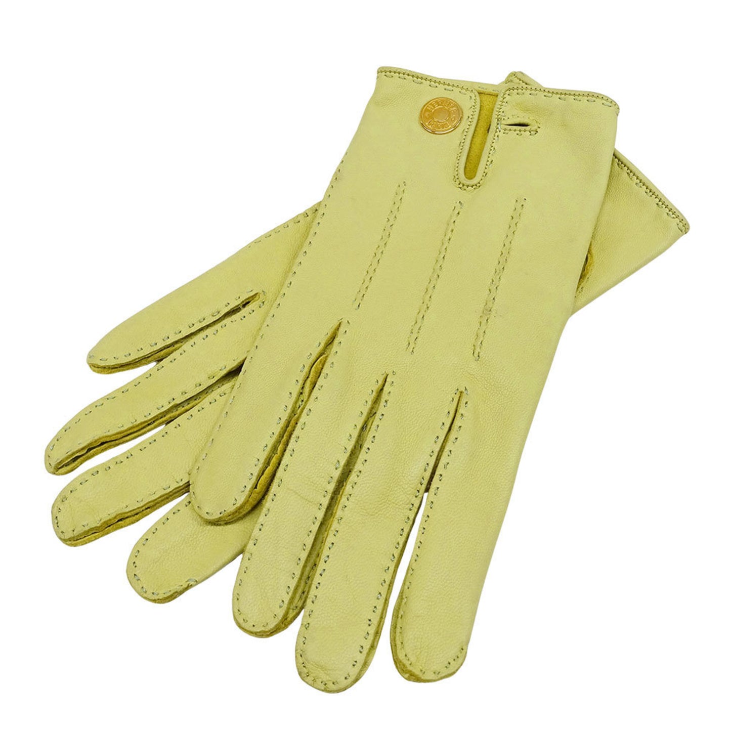 Hermes Herms Serie Women'S Leather Gloves In Lime Green