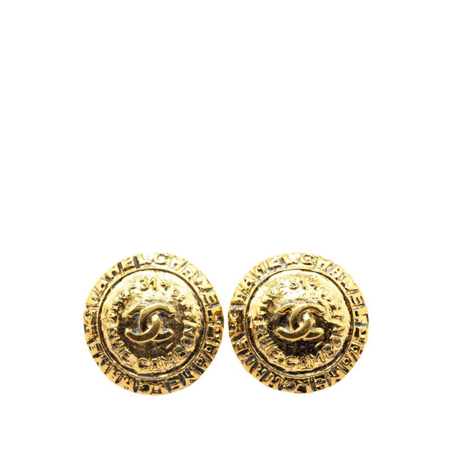 Chanel Coco Mark Earrings Gold Plated