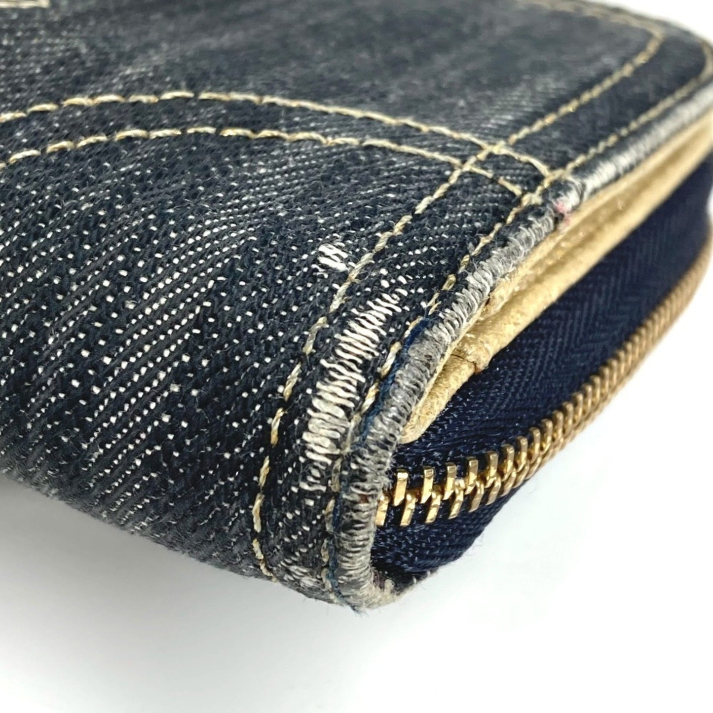 Chanel A31900 Sparkling Denim Cc Coco Mark Logo Long Wallet Round Zipper