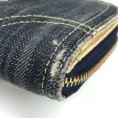 Chanel A31900 Sparkling Denim Cc Coco Mark Logo Long Wallet Round Zipper