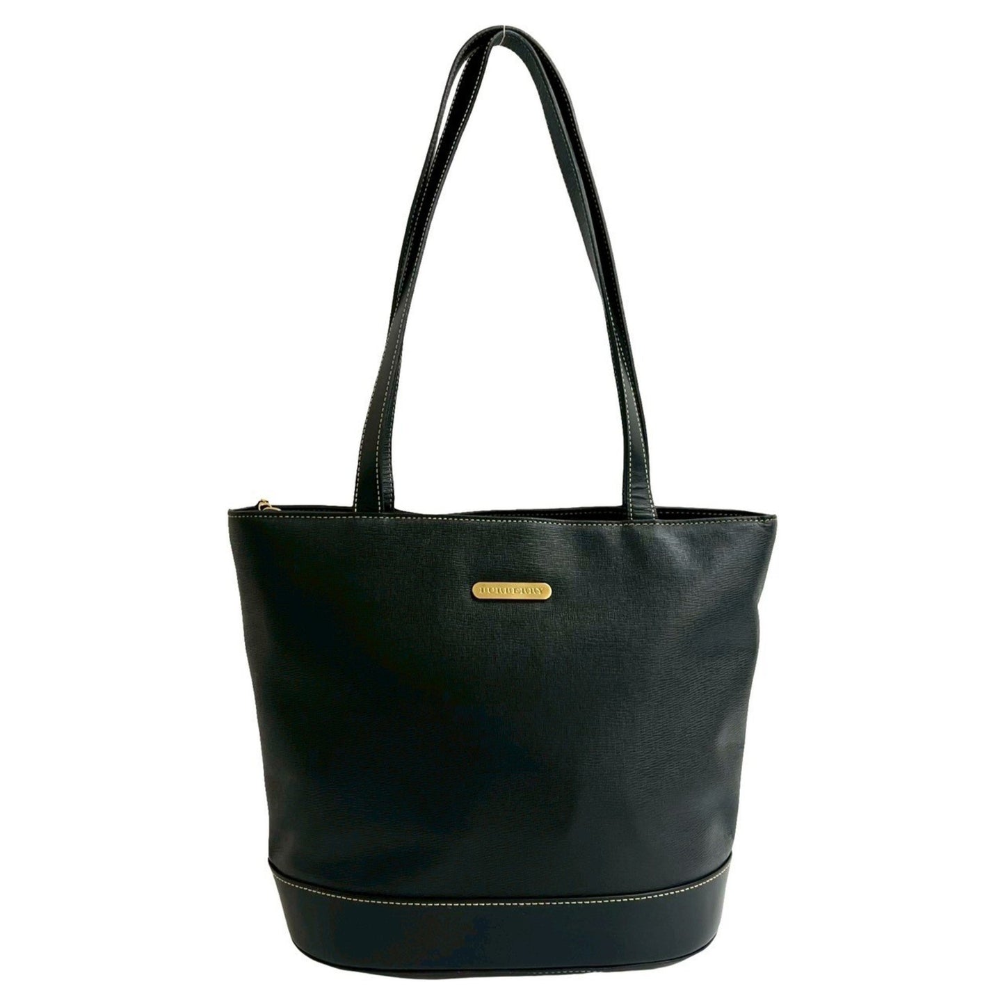 Burberry Logo Plate Leather Tote Bag