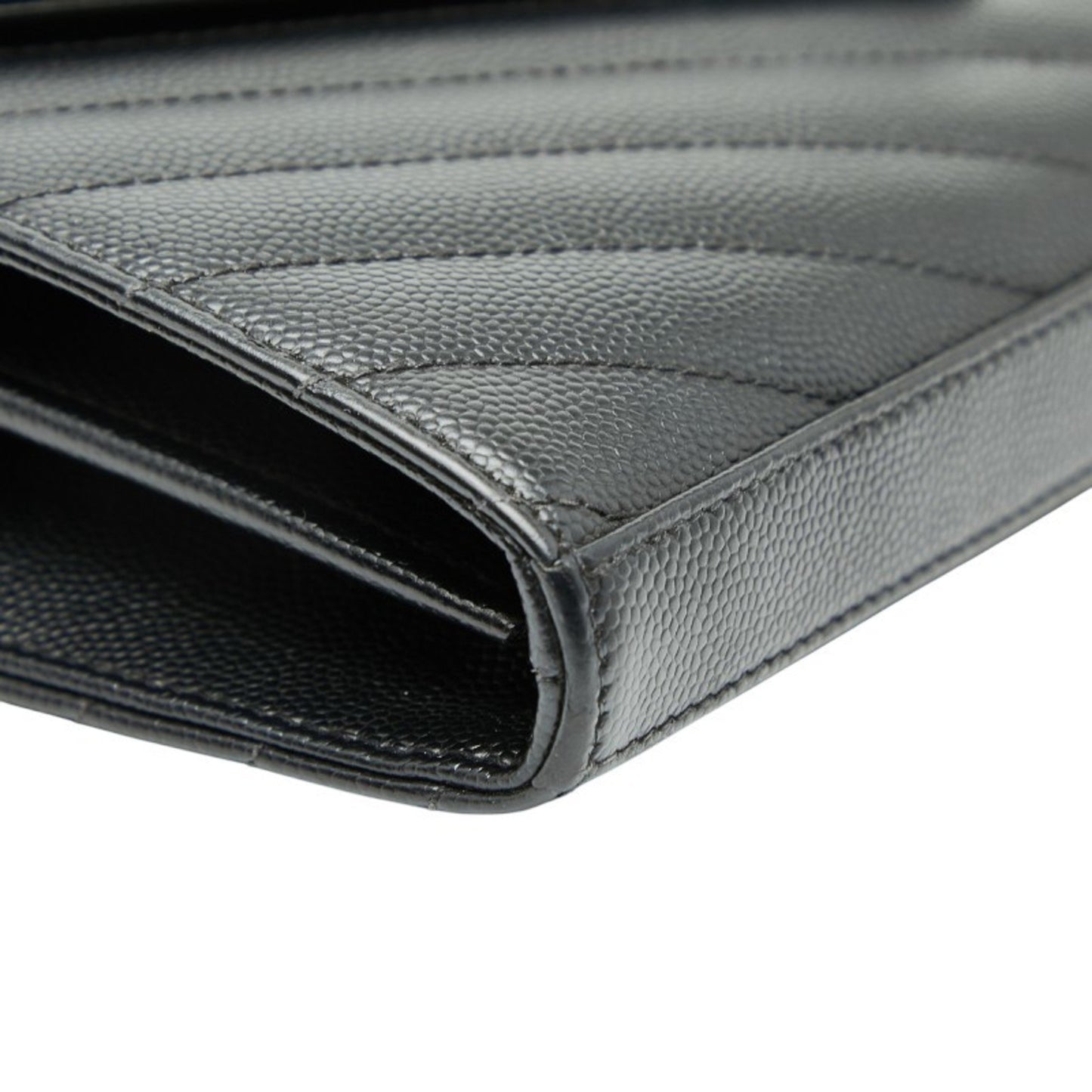 Saint Laurent Cassandra Ysl Logo Chain Wallet In Black Leather