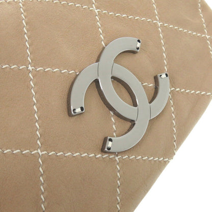 Chanel Wild Stitch Coco Mark Chain Shoulder Bag Lambskin Beige 0157Chanel