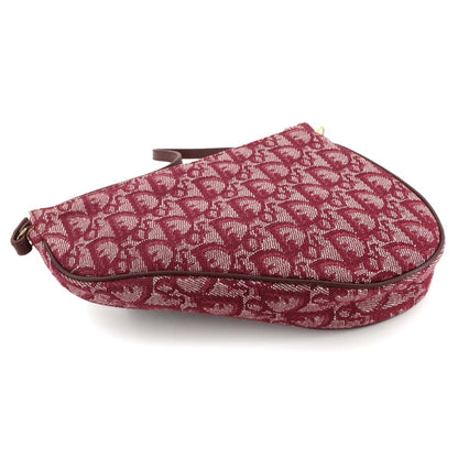 Christian Dior Trotter Saddle Bag Shoulder Pouch Canvas Leather Bordeaux