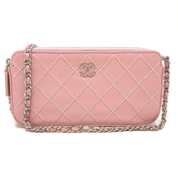 Chanel A82527 Cc Mark Chain Wallet Long Wallet Shoulder Bag Pink Lining Multicolore/Silverhardware