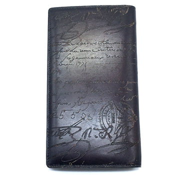 Berlutti Calligraphy Long Wallet Leather Accessory Long Wallet Folded Wallet Purple Dark Purple