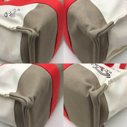 Hermes Adada Mother'S Bag Canvas Ivory Red Hermes Pouch