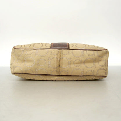 Salvatore Ferragamo Gancini Tote Bag In Beige And Brown