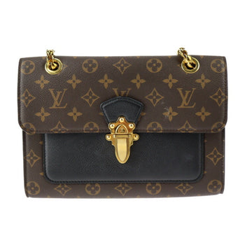 Louis Vuitton Louis Vuitton Victoire Shoulder Bag M41730 Monogram Canvas Calfskin Brown Black Gold