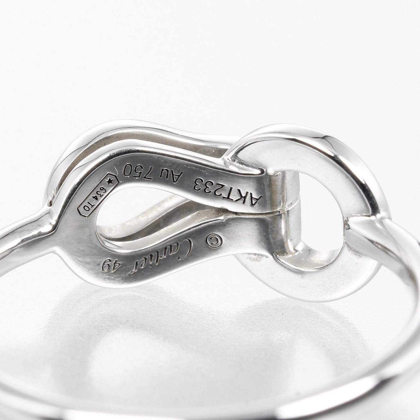 Cartier Agraffe Size 9 Ring In 18K White Gold With Diamonds