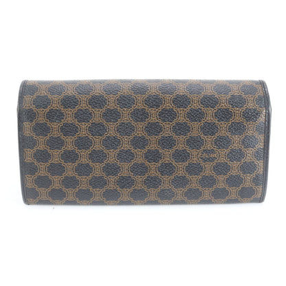 Celine Long Bi-Fold Leather Wallet with Coated Canvas