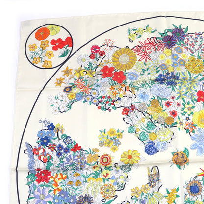 Hermes Carr 90 Plani Fleur 100% Silk Scarf
