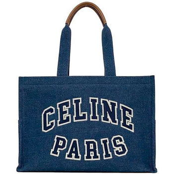 Celine Tote Bag Large Cabas F-22494 Blue Denim Leather H-Ip-9796 Celine Embroidered