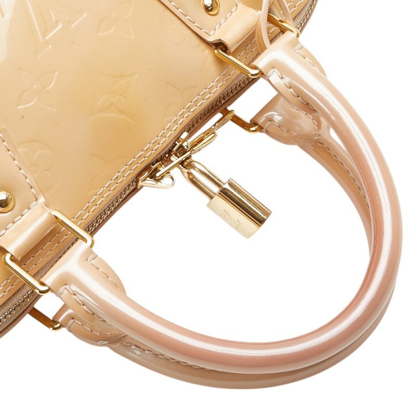 Louis Vuitton Monogram Vernis Alma Pm Handbag M91751 Beige Poodle Patent Leather