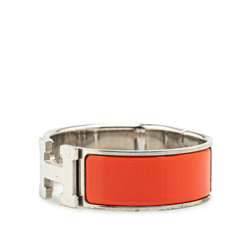 Hermes Click-Clack H Gm Bangle Orange Silver Metal