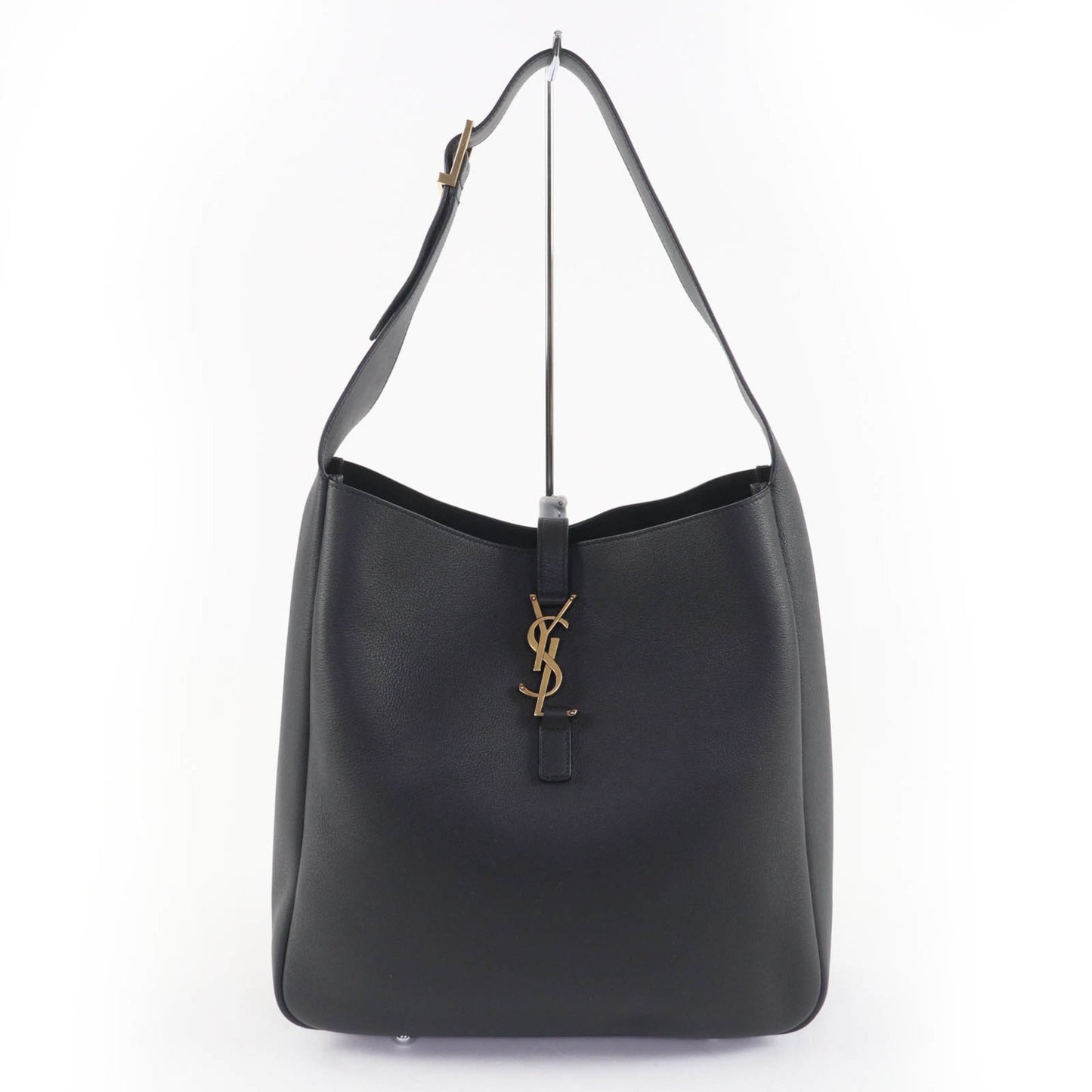 Saint Laurent 753837 Le 5 A 7 Soft Large Leather Shoulder Bag In Black With Gold Hardware And Dust