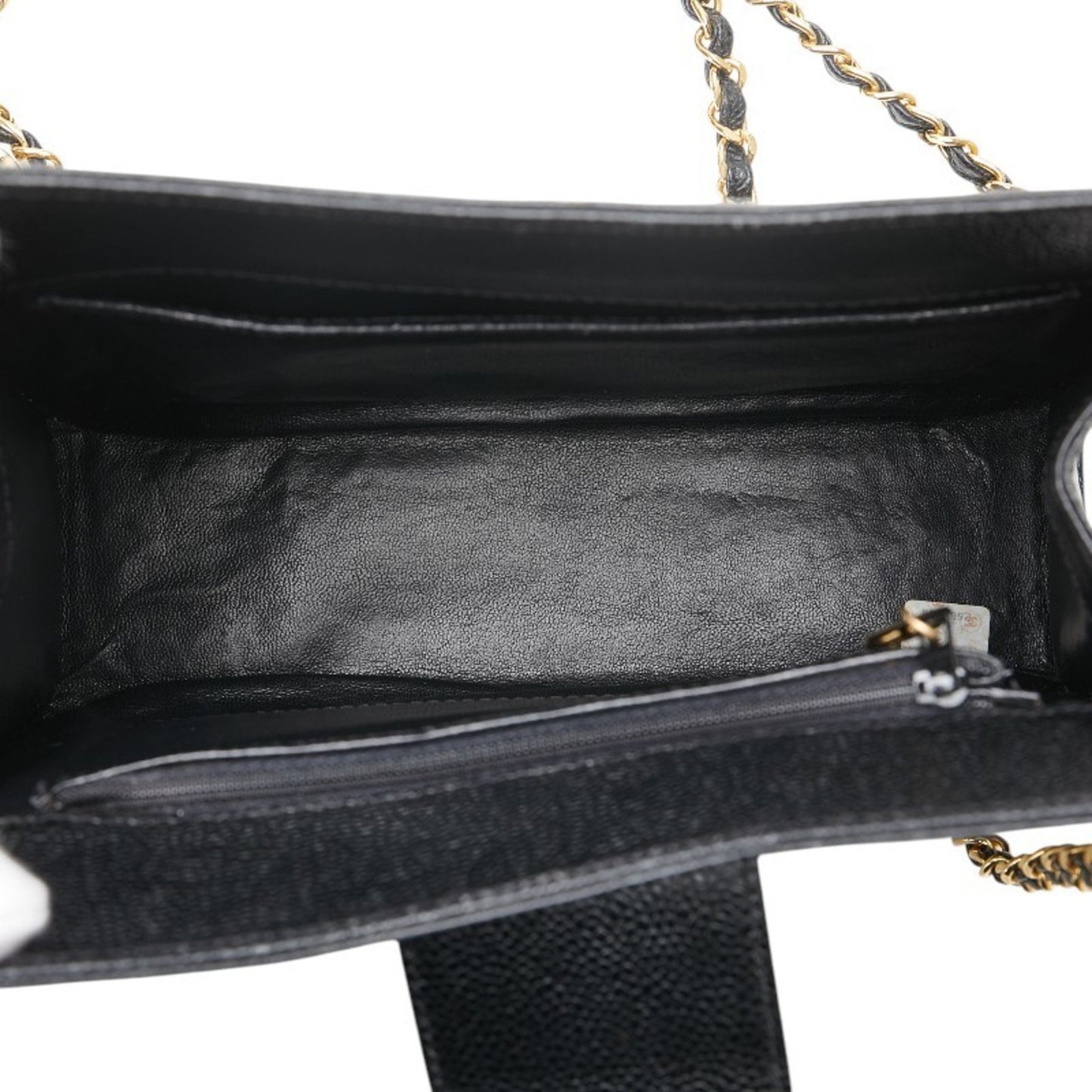 Chanel Coco Mark Chain Shoulder Bag Tote Black Caviar Skin
