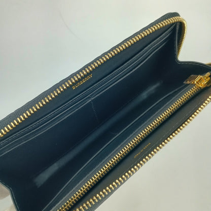 Burberry Burberry Long Wallet Zip Tb Monogram 8011601 Black Embossed Leather