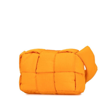 Bottega Veneta Maxi Intrecciato Padded Tech Cassette Shoulder Bag Orange Nylon