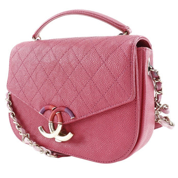 Chanel Coco Mark Handbag Shoulder A93659 Caviar Skin 2018 Pink 2Way Flap Top Handle