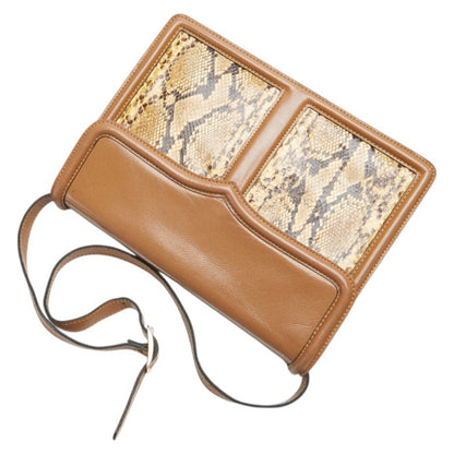 Saint Laurent Python-Embossed One-Shoulder Bag In Brown Leather