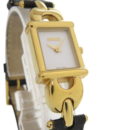 Gucci 1800L Change Strap Gp Embossed Leather White Dial Black Red Quartz Watch 1052 Gucci