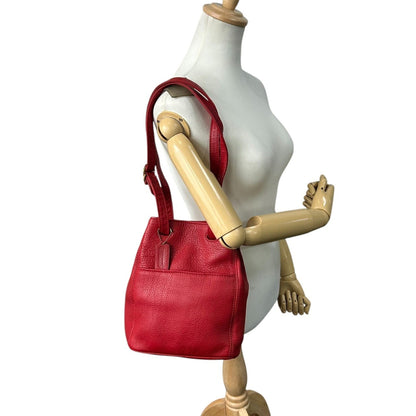 Coach Old Drawstring Shoulder Bag 4923 Bucket In Red Glove-Tanned Leather.