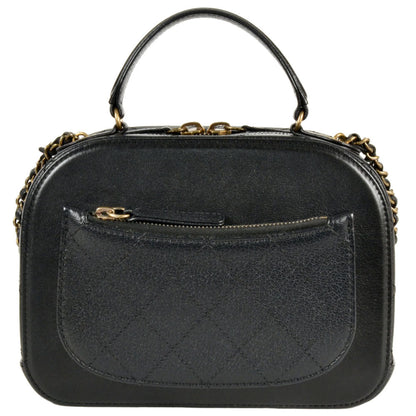 Chanel Coco Mark Matelasse Vanity Bag Handbag Lambskin Black Shoulder
