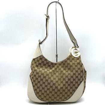Gucci 203503 Shoulder Bag Gg Canvas Leather Beige