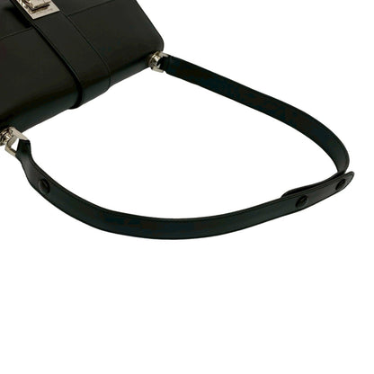Salvatore Ferragamo Gancini Hardware Leather Semi-Shoulder Bag In Black