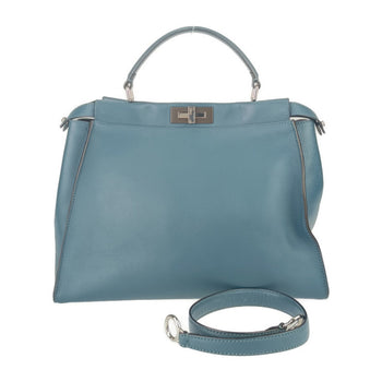 Fendi Tote Bag Peekaboo Large 8Bn210 Blue Leather
