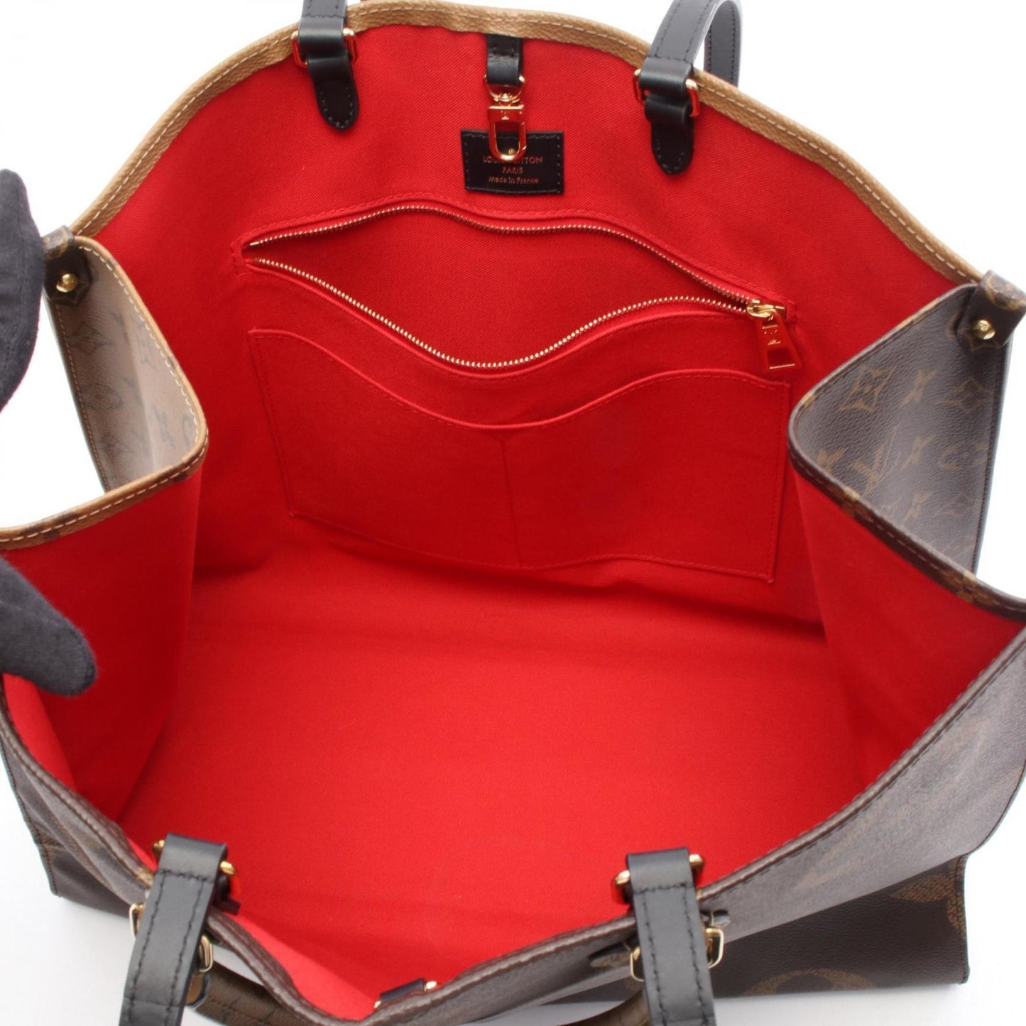 Louis Vuitton On The Go Gm Shoulder Bag In Coated Canvas And Leather With Monogram Giant Reverse