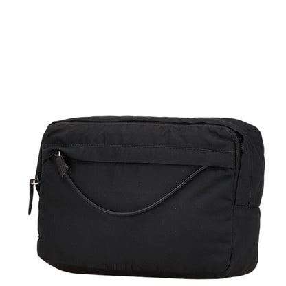 Prada Triangle Logo Plate Pouch Black Nylon
