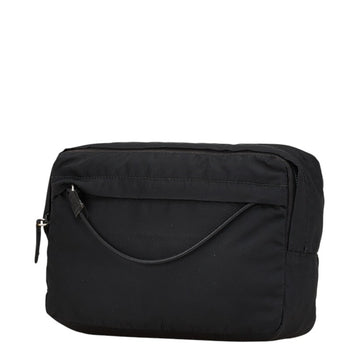 Prada Triangle Logo Plate Pouch Black Nylon