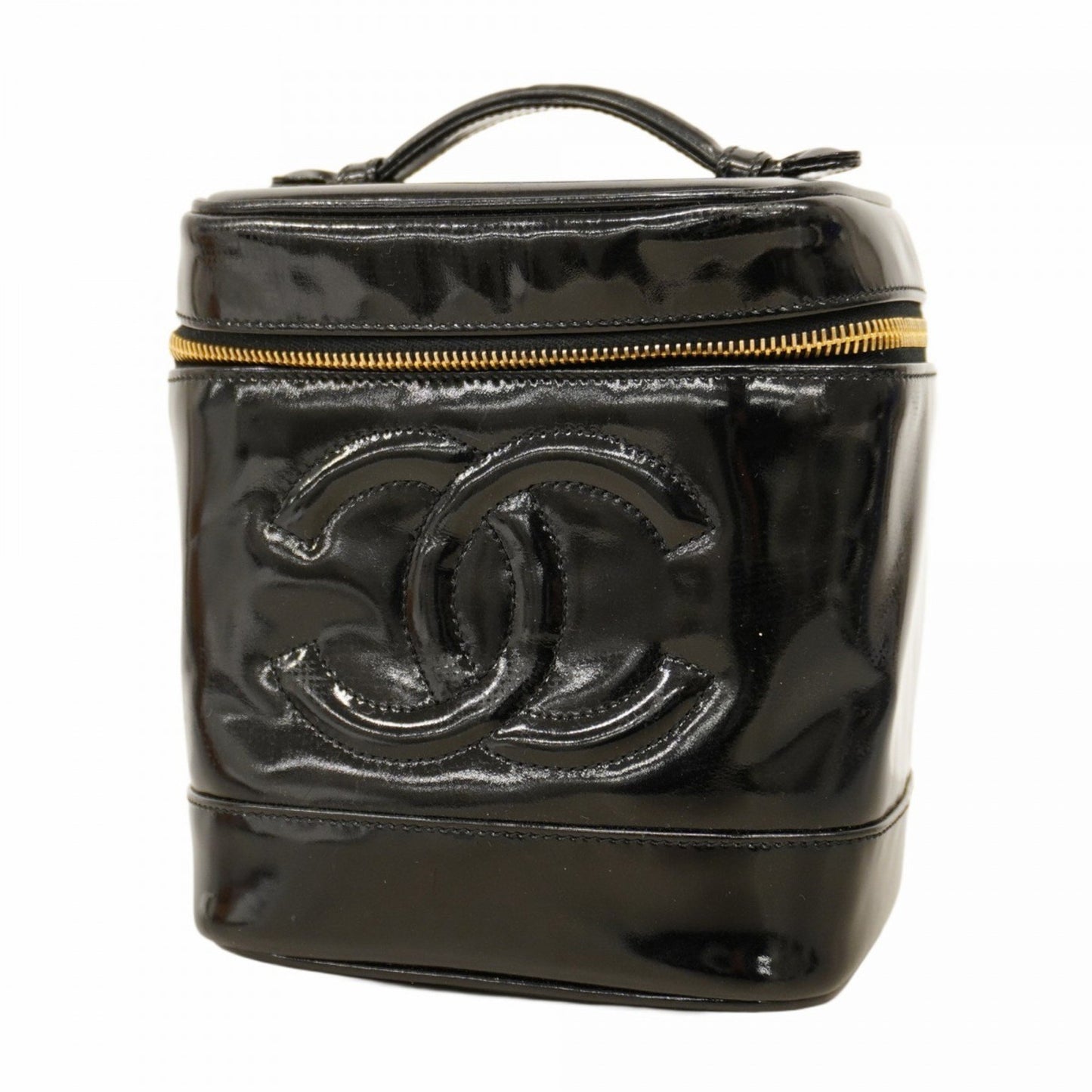 Chanel Vanity Bag Patent Leather Black